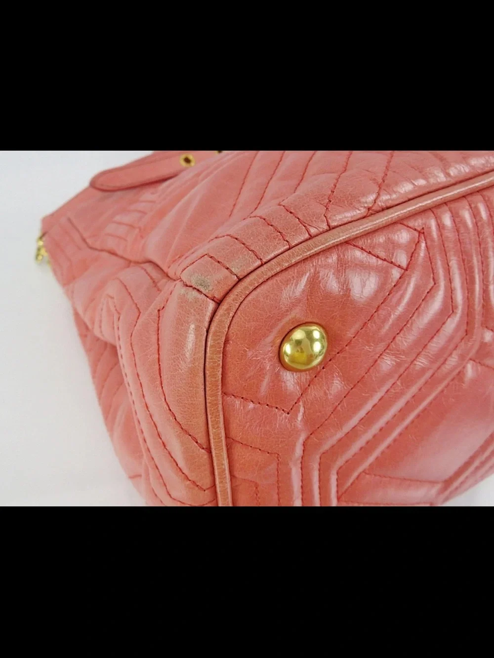 Miu Miu Coral Quilted Leather Top-Handle Bag